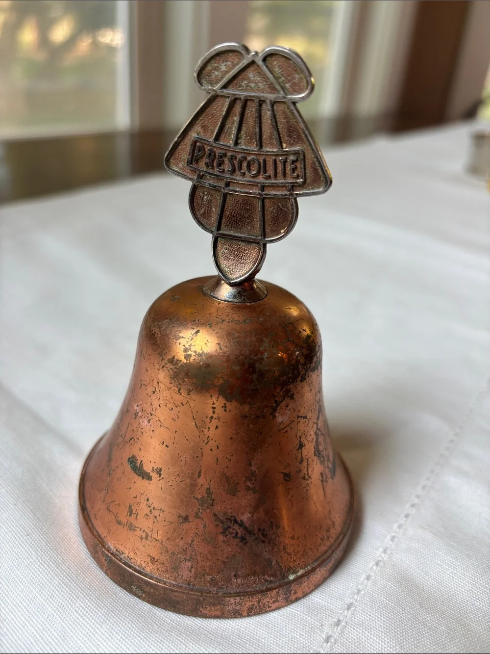 Vintage Prestolite Brass Promotional Bell Mid Century Corporate Souvenir